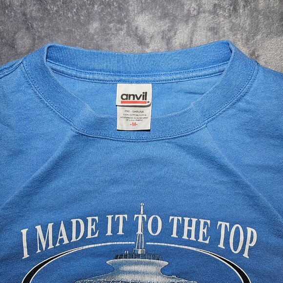 Y2K Seattle Washington Space Needle Tourist T-Shirt Size Medium Washed Blue - Picture 4 of 7